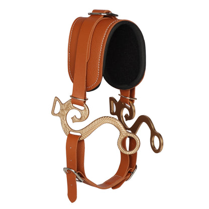 Horse Bit Padded & Adjustable Bridle Hackamore Brown English