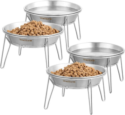 4-Pack Stainless Steel Raised Pet Bowls.
