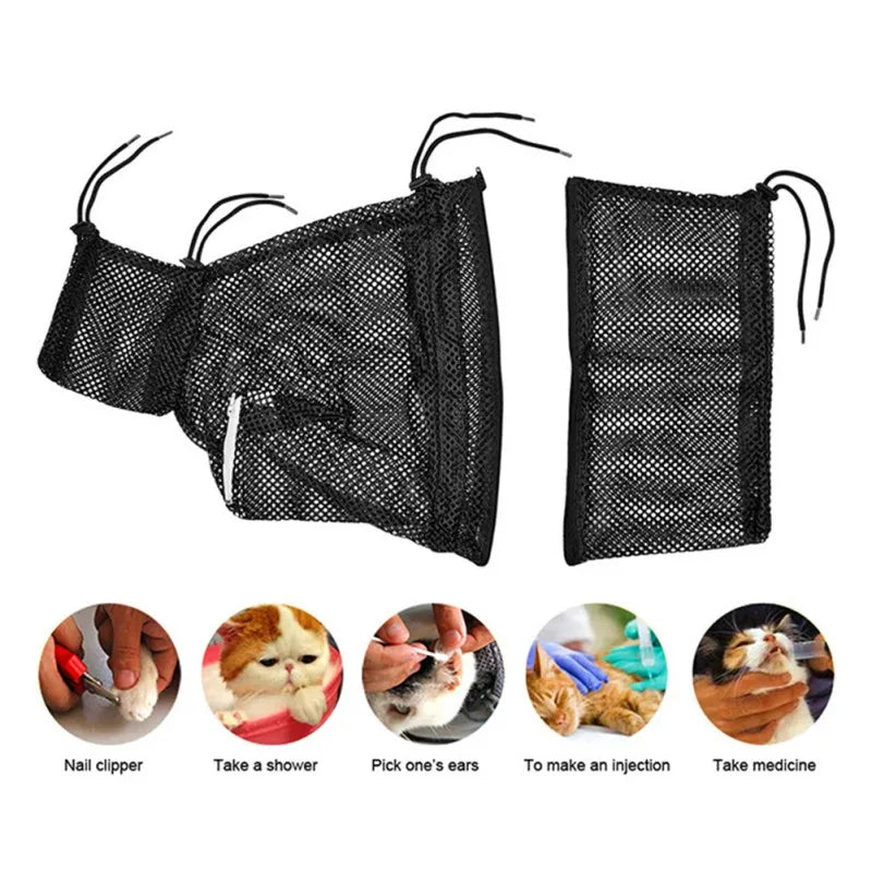 Anti Scratching Adjustable Cat Bathing Grooming Shower Bag