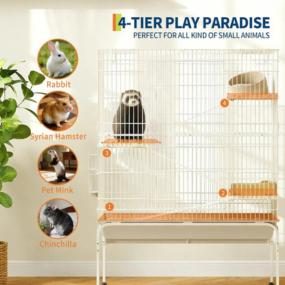 47/55 Inch Small Metal Animal Cage with Wheels