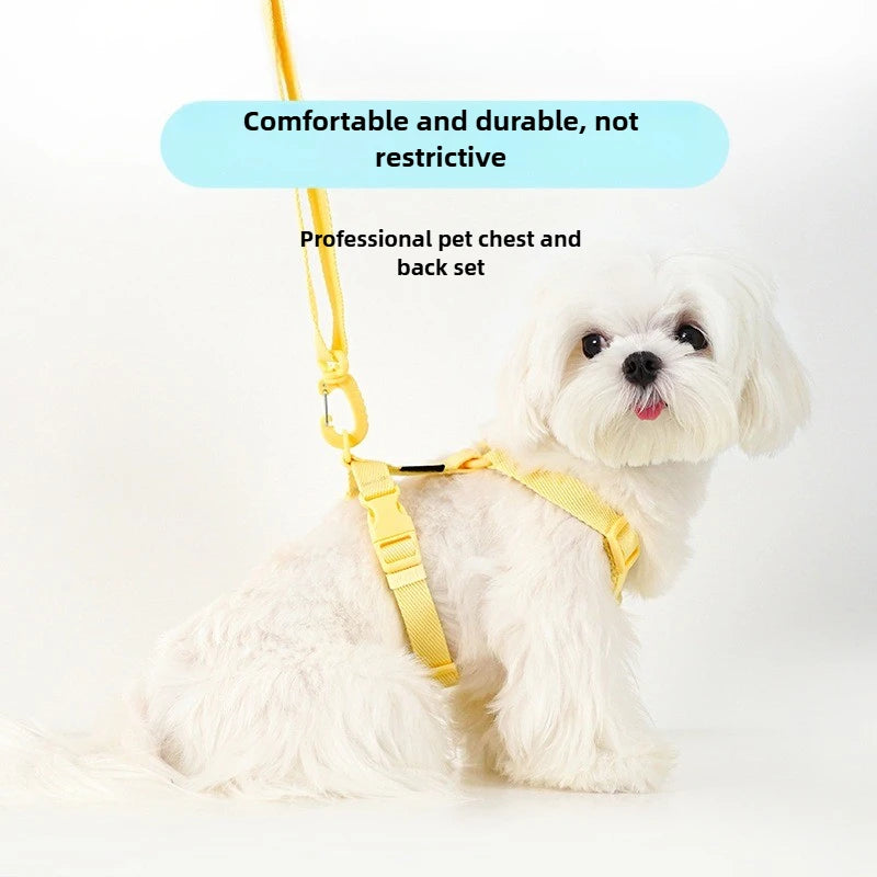 Adjustable Puppy Harness Reflective Dog Collar and Leash Set