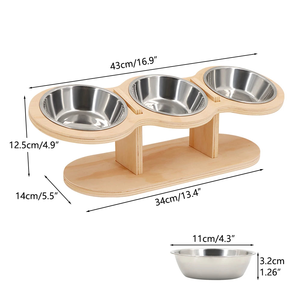 Cat 3 Bowls in 1 Feeder Feeding & Watering Bowl