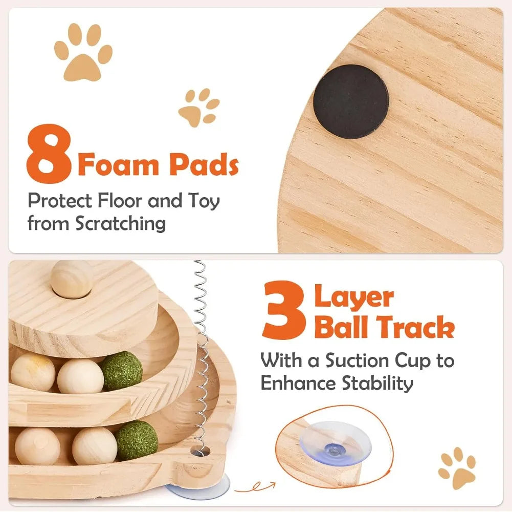 Interactive Kitten Toy Set with Teaser Wand & Rolling Balls