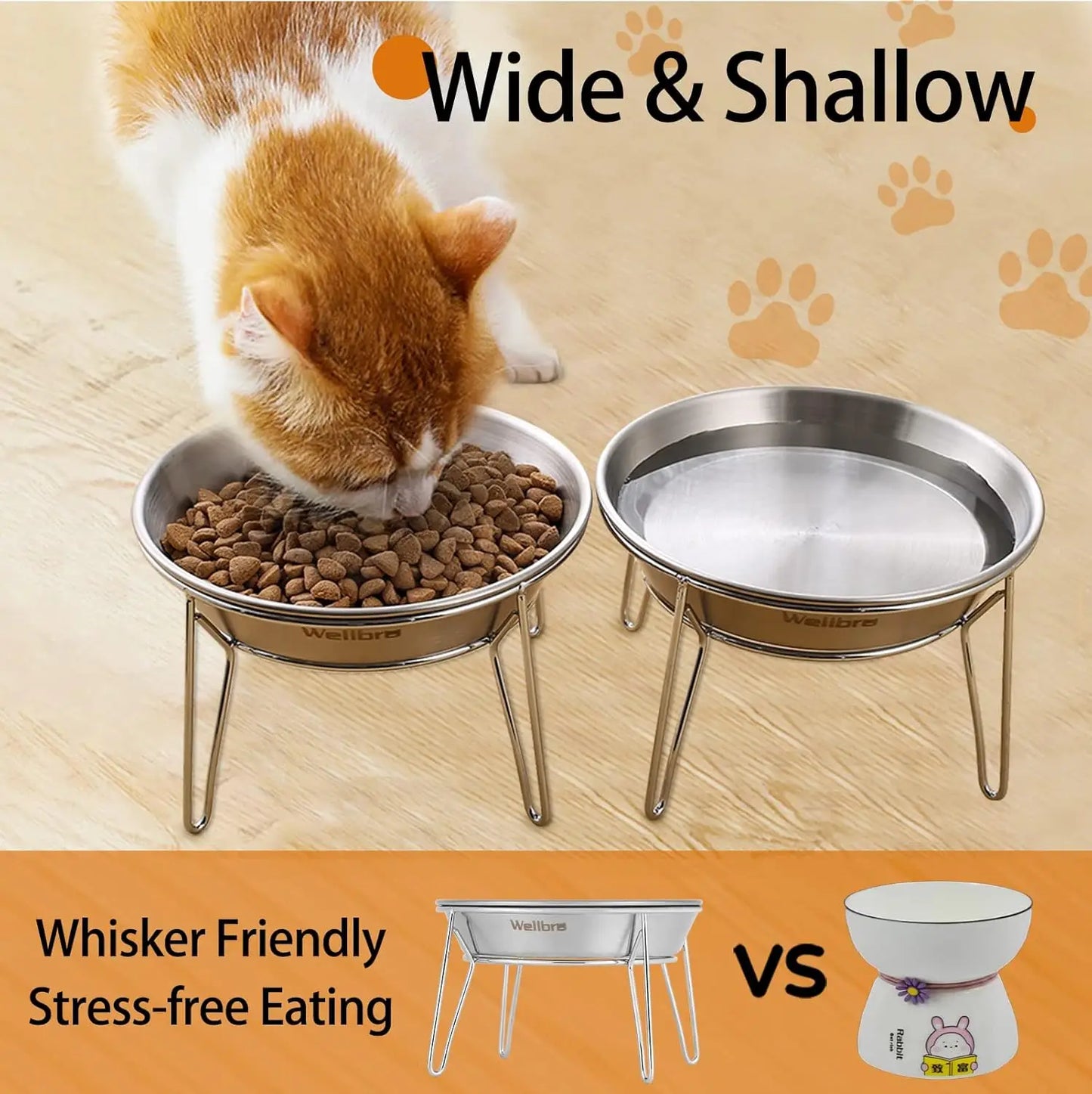 4-Pack Stainless Steel Raised Pet Bowls.