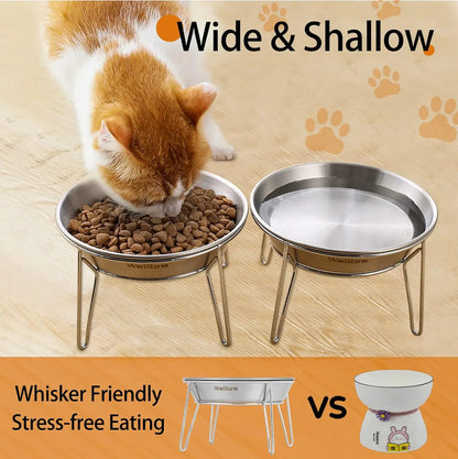 4-Pack Stainless Steel Raised Pet Bowls.