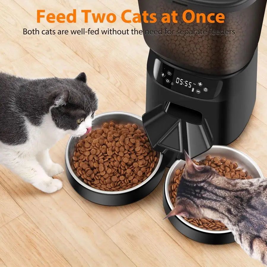 Two Cats Double Automatic or Timed Food Dispenser.