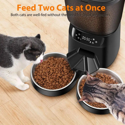 Two Cats Double Automatic or Timed Food Dispenser.