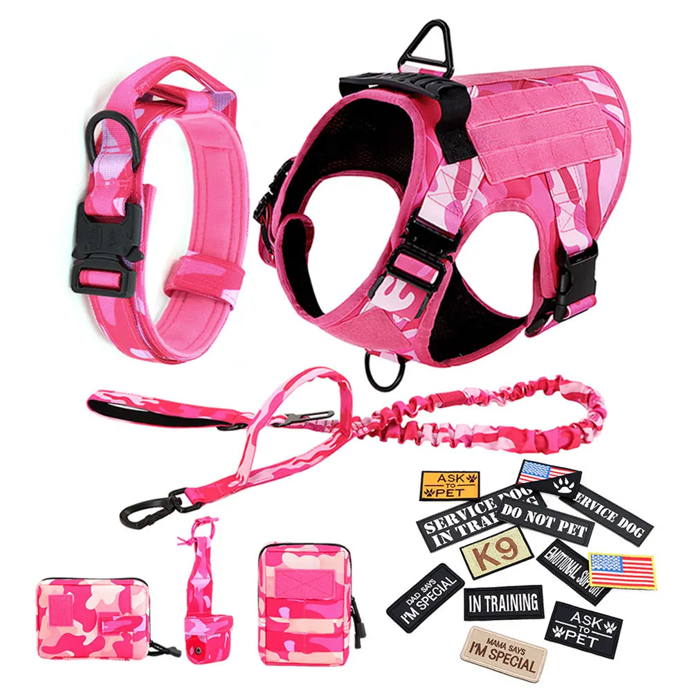 Military Pink Camouflage Dog Harness Large Medium Dogs