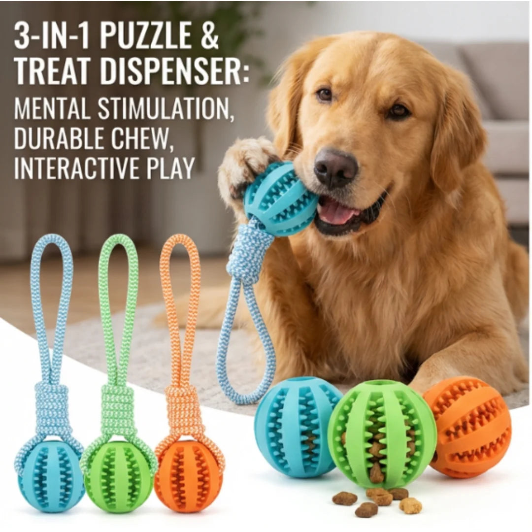 Braided Rope Pet Chew Toy Ball Treat Dispenser