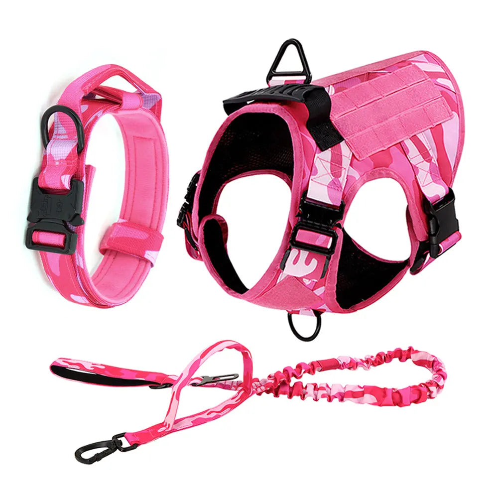 Military Pink Camouflage Dog Harness Large Medium Dogs