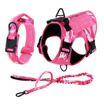 Military Pink Camouflage Dog Harness Large Medium Dogs