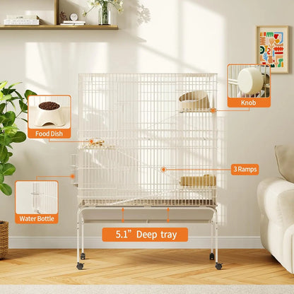 47/55 Inch Small Metal Animal Cage with Wheels