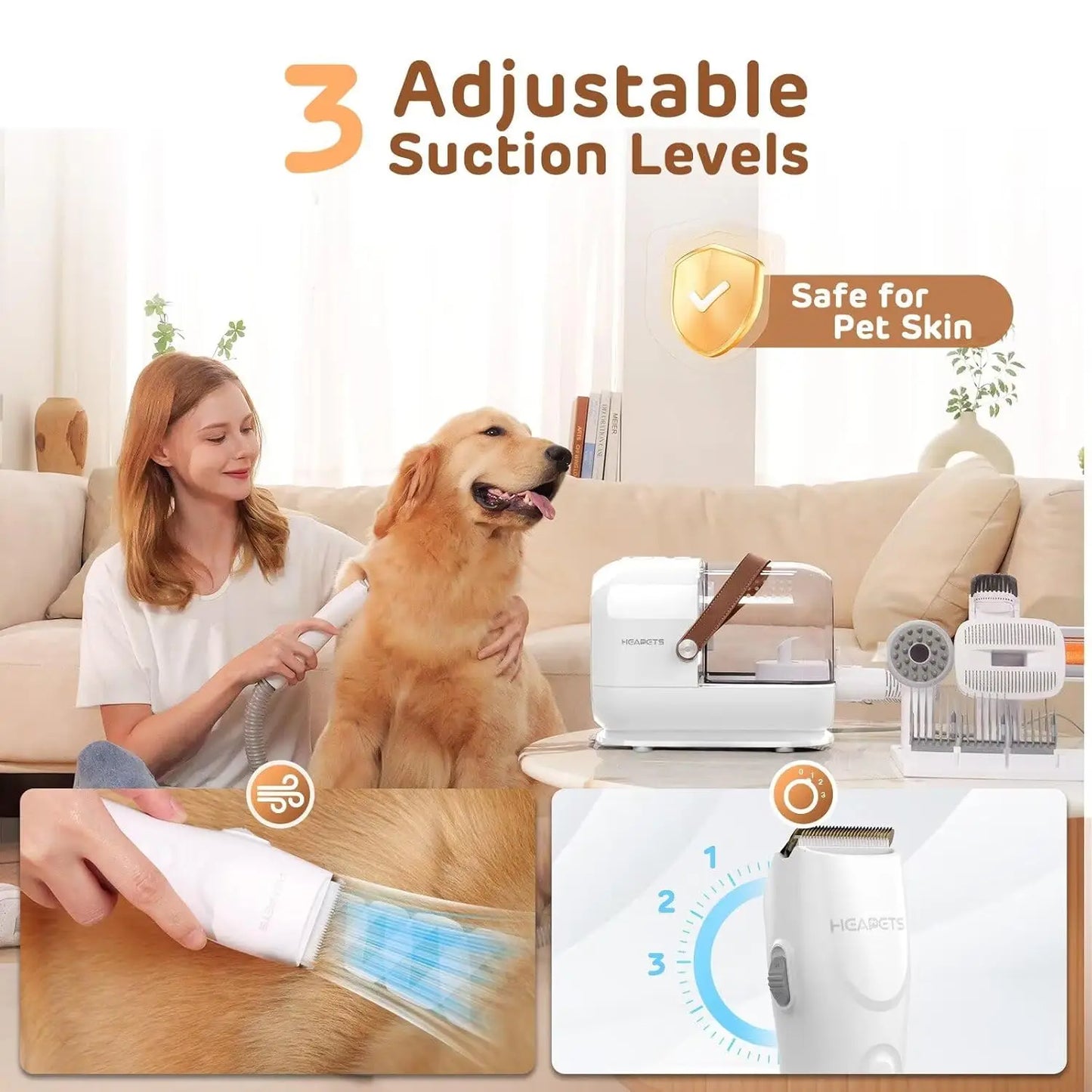 Pet Grooming Vacuum, Low Noise Clipper Kit with 7 Tools