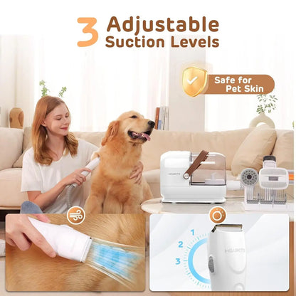 Pet Grooming Vacuum, Low Noise Clipper Kit with 7 Tools