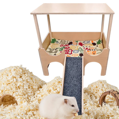 2-Tier Guinea Pig, Hamster Wooden Small Hiding House