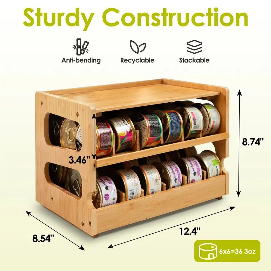Cat Food Can Organizer for Pantry, Holds 36 3oz Cans