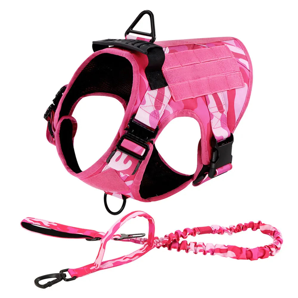 Military Pink Camouflage Dog Harness Large Medium Dogs