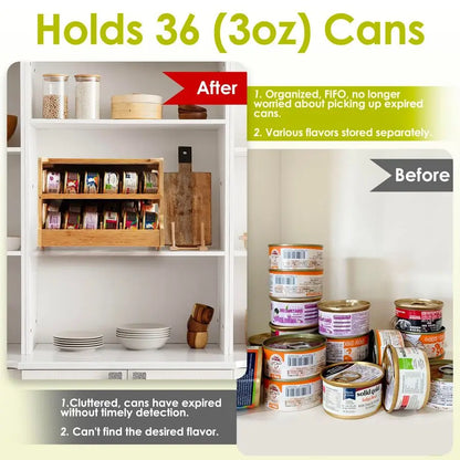 Cat Food Can Organizer for Pantry, Holds 36 3oz Cans