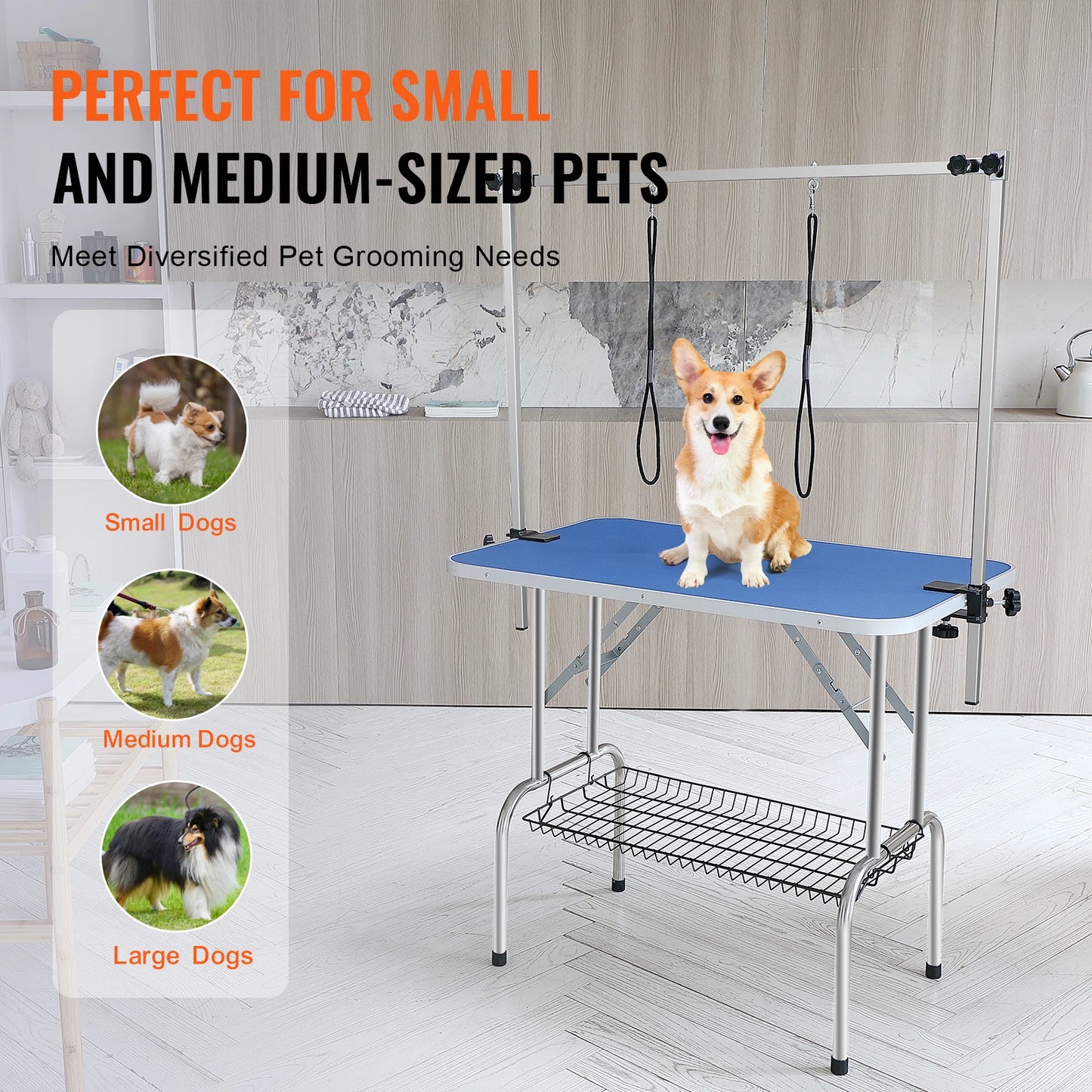 Foldable Pet Grooming Table Two Arms with Clamps