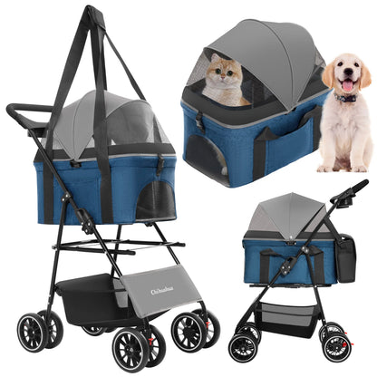 Pet Stroller for Dogs Cats Lightweight Foldable & Detachable