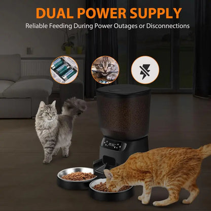 Two Cats Double Automatic or Timed Food Dispenser.
