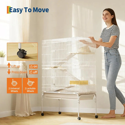 47/55 Inch Small Metal Animal Cage with Wheels