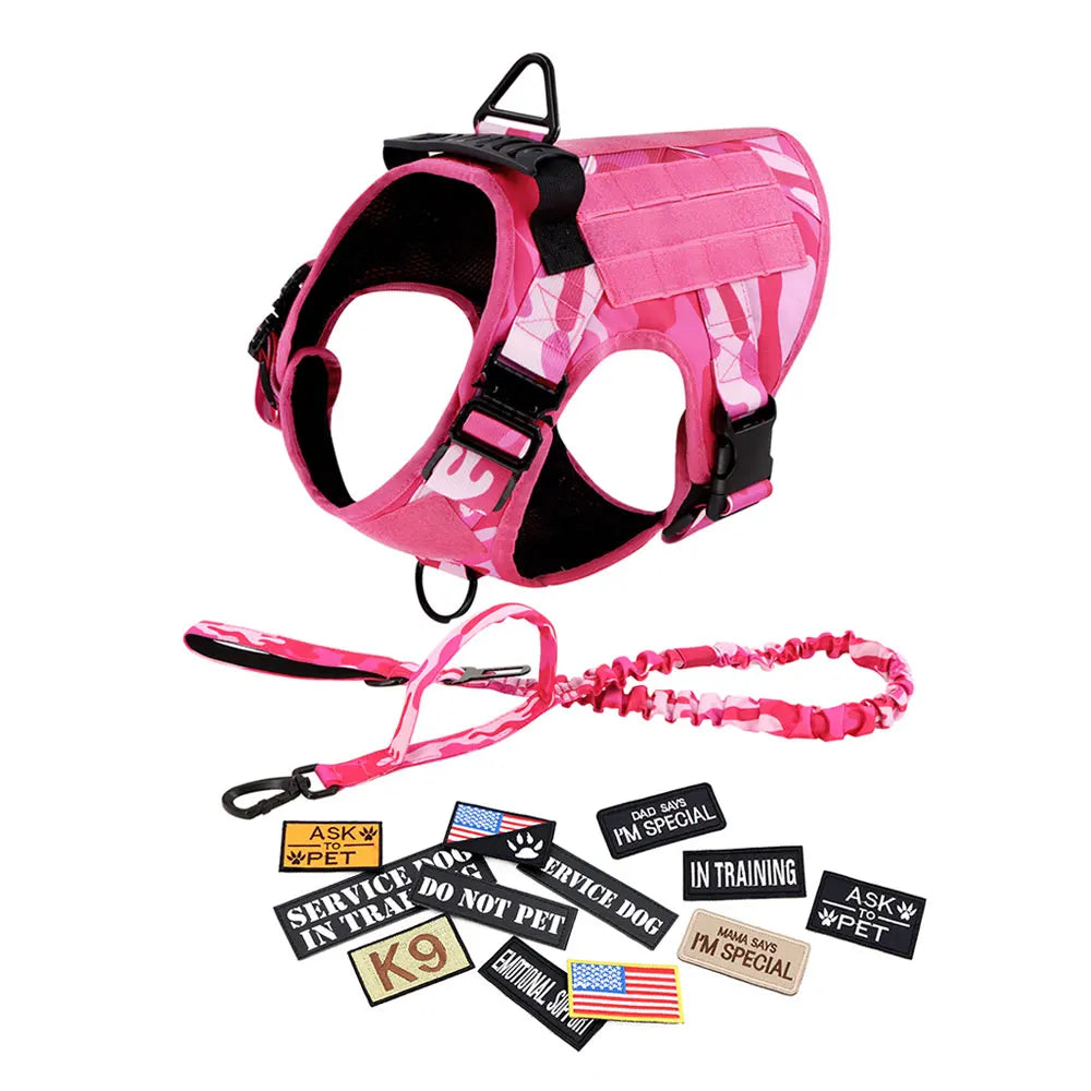 Military Pink Camouflage Dog Harness Large Medium Dogs