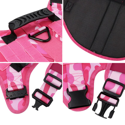 Military Pink Camouflage Dog Harness Large Medium Dogs