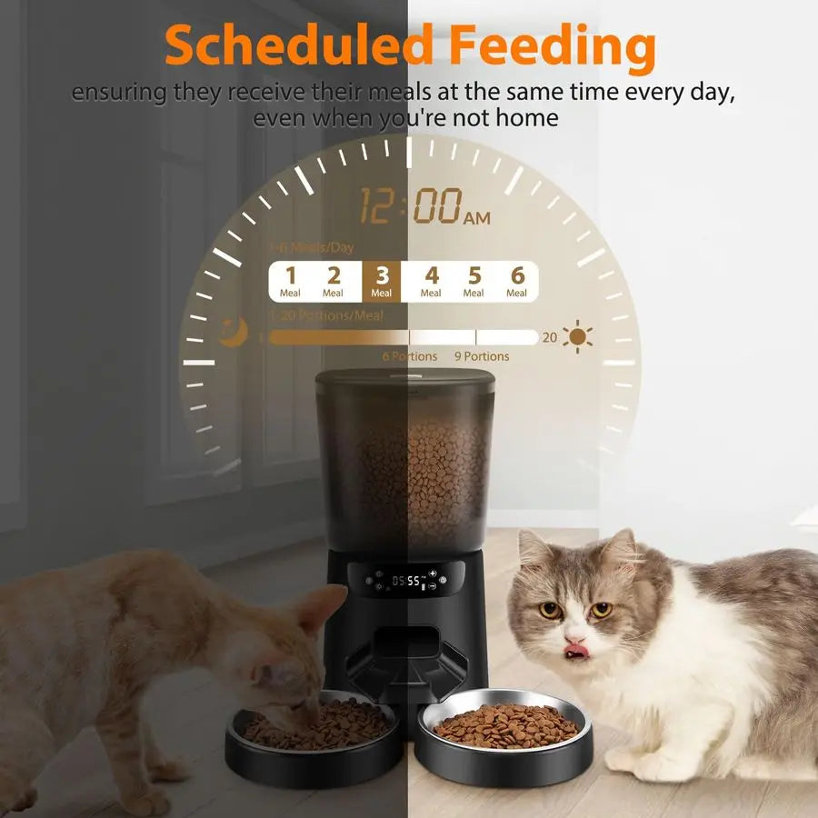 Two Cats Double Automatic or Timed Food Dispenser.