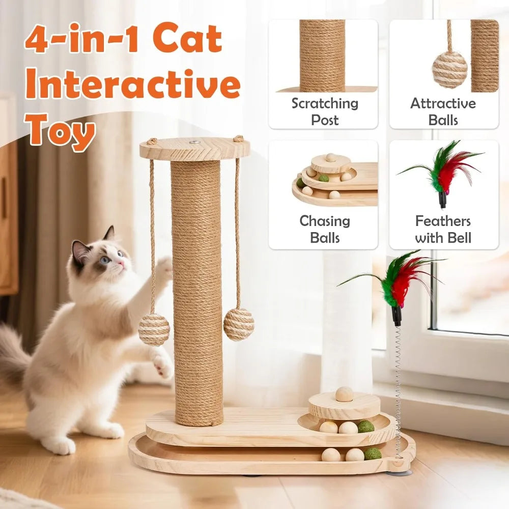 Interactive Kitten Toy Set with Teaser Wand & Rolling Balls
