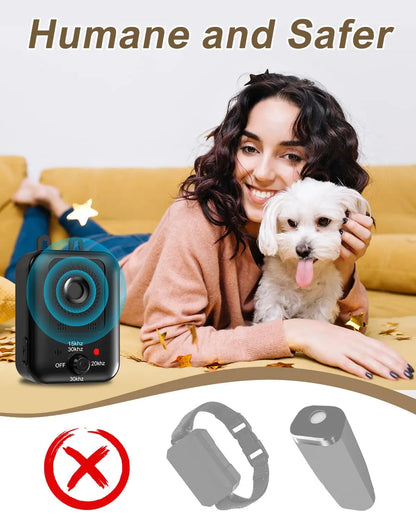 Ultrasonic indoor, outdoor, rechargeable ultra dog barking device.