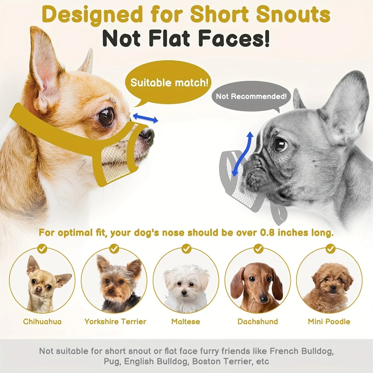 Muzzle For Short Snout and Small Medium Dogs