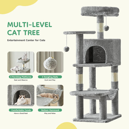 44In Cat Tree Tall Multi-Cat Climbing Scratching Tower