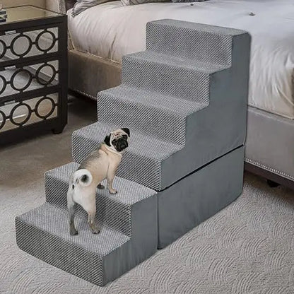 6 Step Pet Stairs for High Beds 30-36 inches Tall