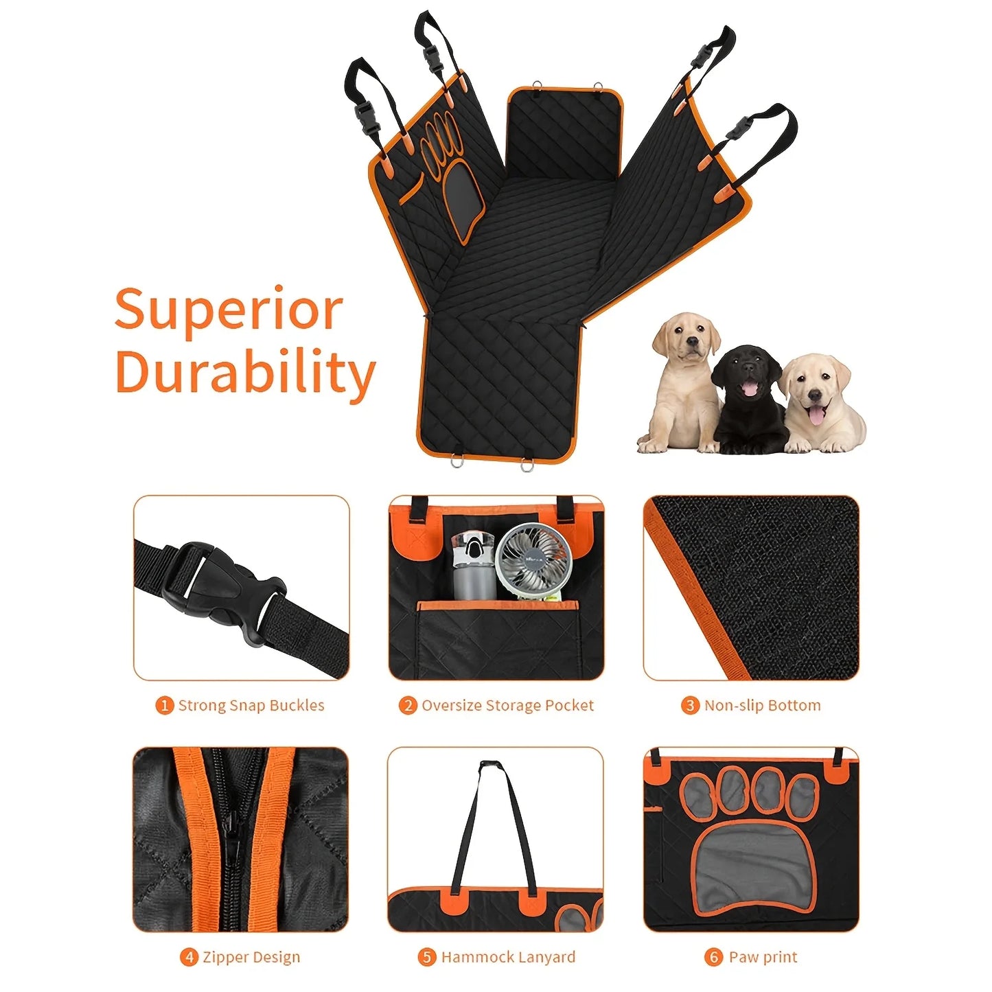 Rear Pet Seat Cover, Hammock Heavy Duty