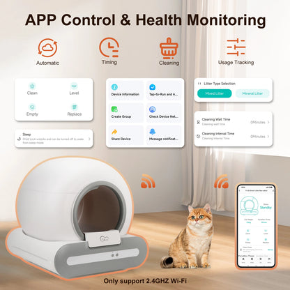 Self-Cleaning Cat Litter Box App Control