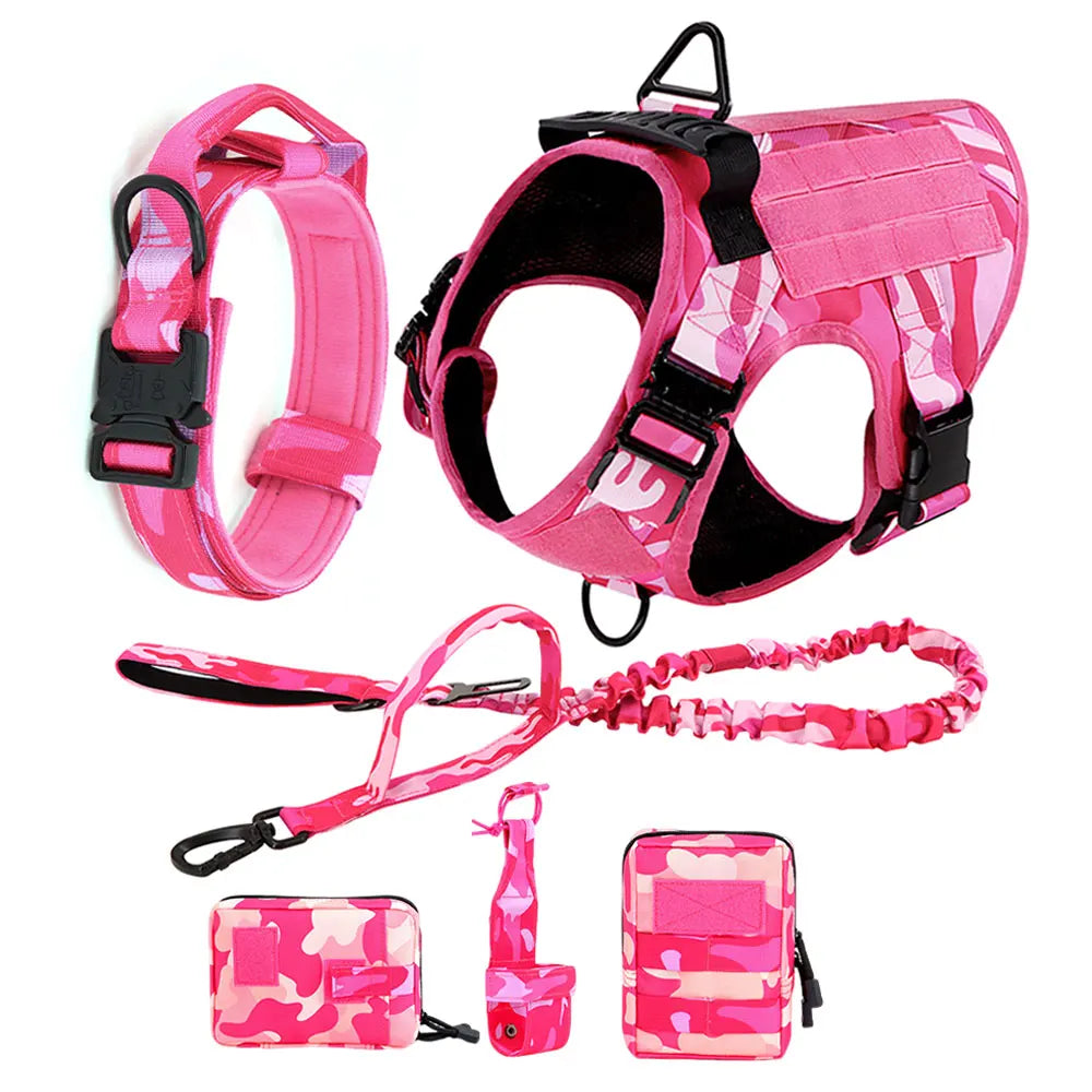 Military Pink Camouflage Dog Harness Large Medium Dogs