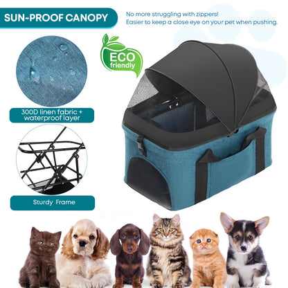Pet Stroller for Dogs Cats Lightweight Foldable & Detachable