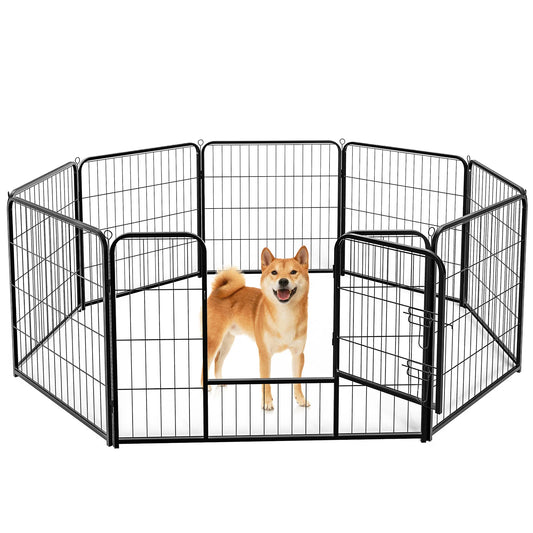 Metal 8 Panel Foldable Dog Playpen Pet Fence