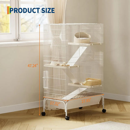 47/55 Inch Small Metal Animal Cage with Wheels