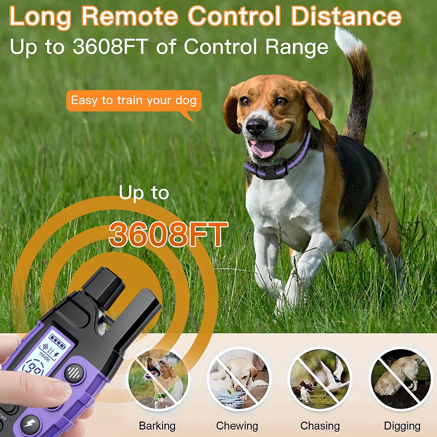 3300Ft Electric Waterproof Dog Training Collar Remote Control