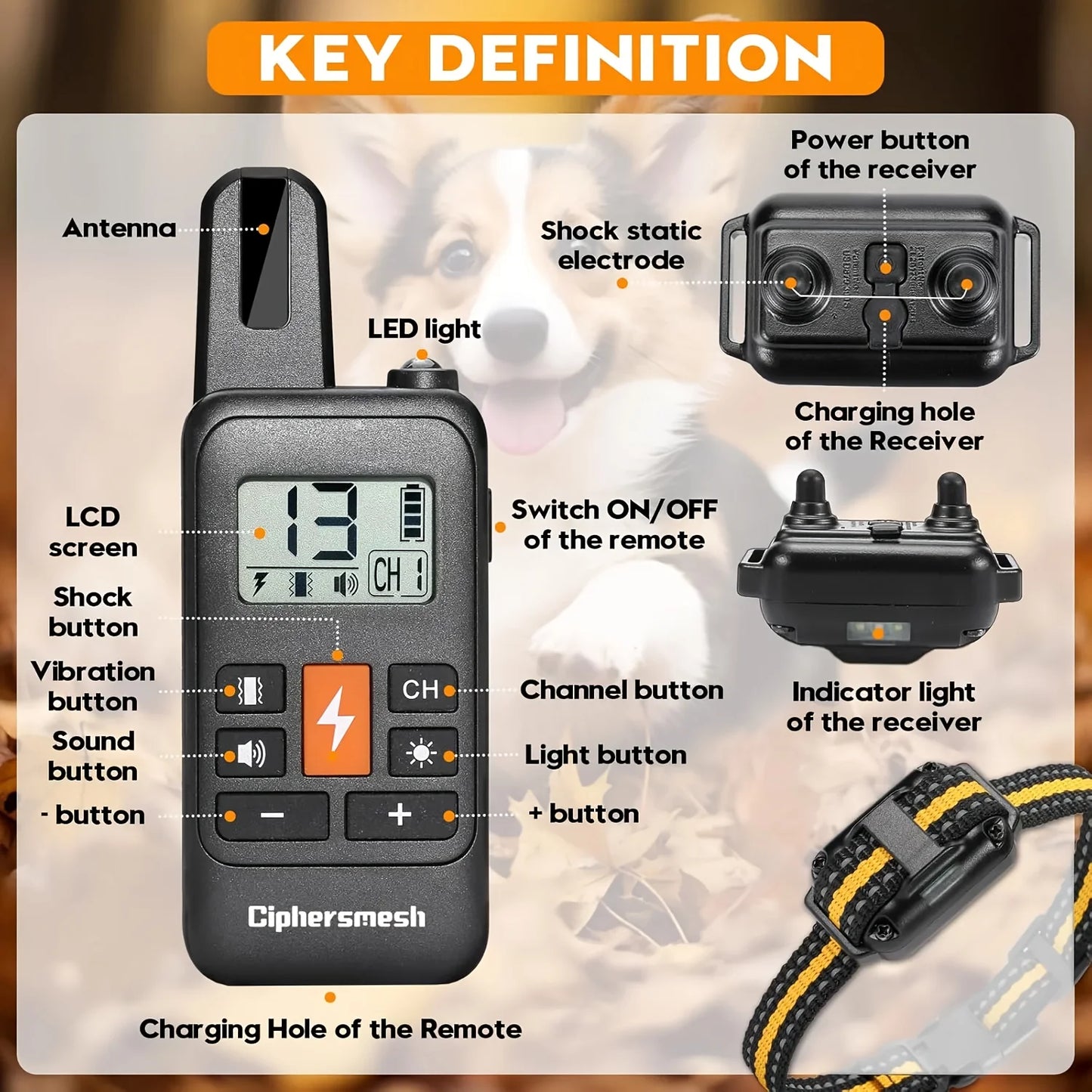 Waterproof Rechargeable Electric Dog Training Collar Anti Barking