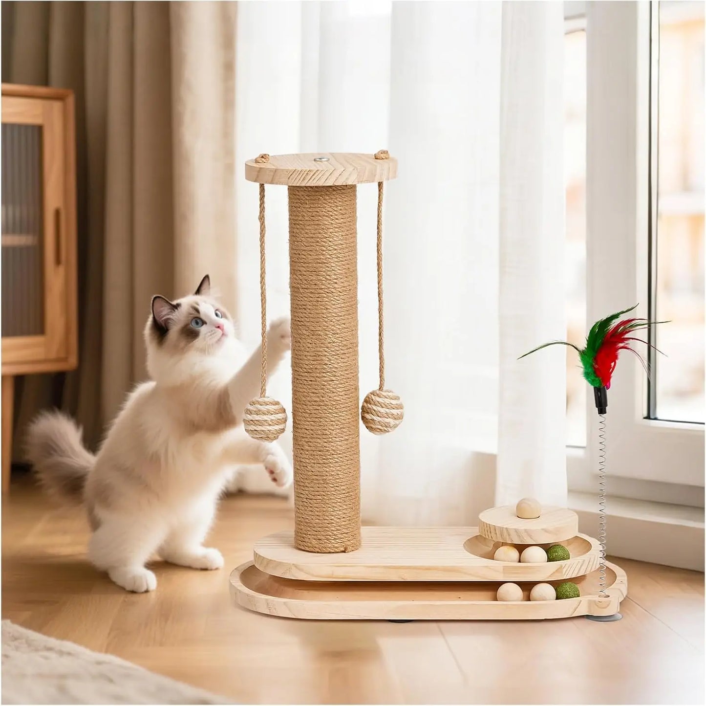 Interactive Kitten Toy Set with Teaser Wand & Rolling Balls