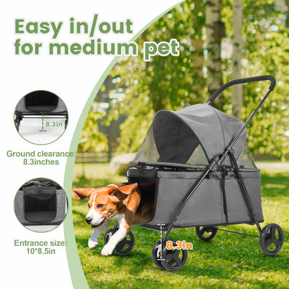Small, Medium Pet Stroller 4 Wheels with Brakes