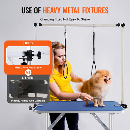 Foldable Pet Grooming Table Two Arms with Clamps