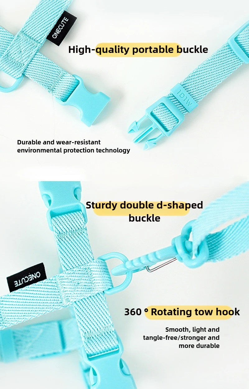 Adjustable Puppy Harness Reflective Dog Collar and Leash Set