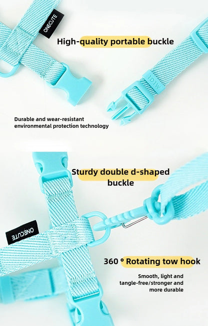 Adjustable Puppy Harness Reflective Dog Collar and Leash Set