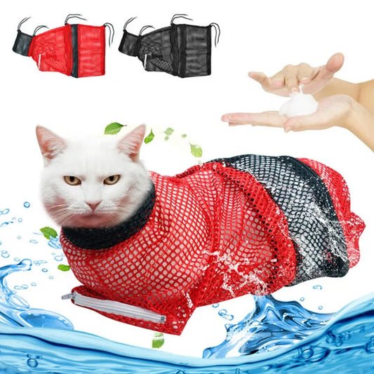 Anti Scratching Adjustable Cat Bathing Grooming Shower Bag