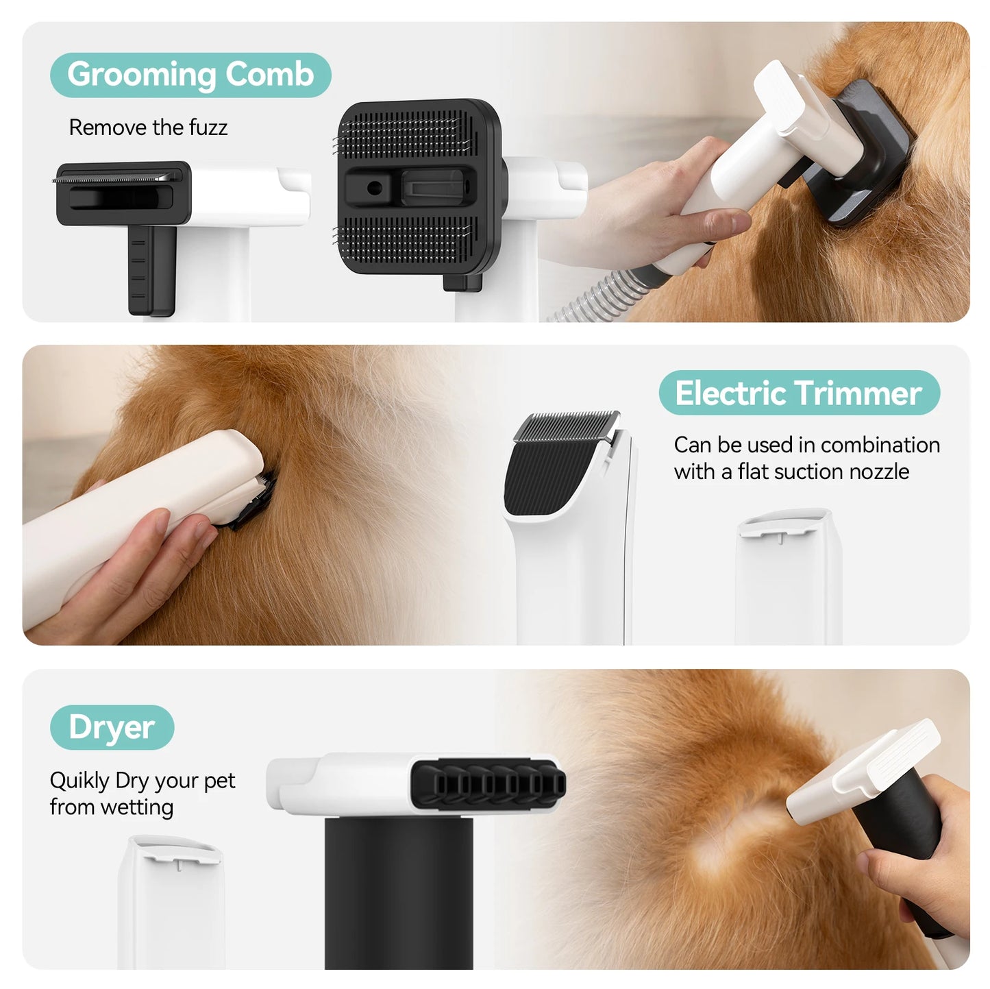 Pet Grooming Vacuum Cleaner & Hair Dryer Pet Grooming Set