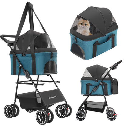 Pet Stroller for Dogs Cats Lightweight Foldable & Detachable